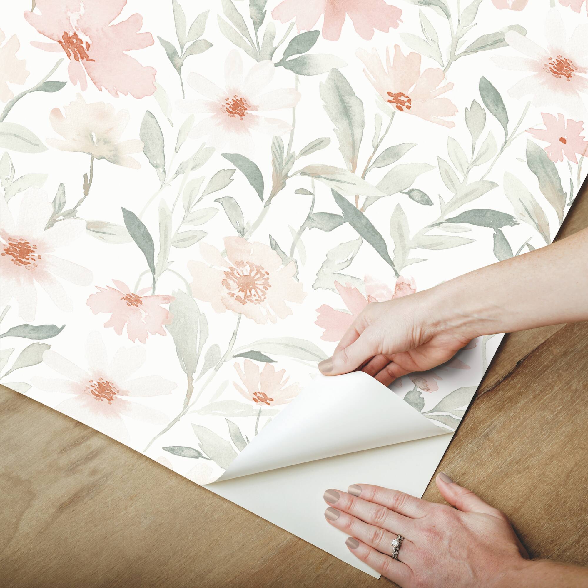 RoomMates Pink & Jade Flower Market Peel & Stick Wallpaper
